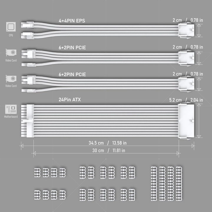 EZDIY-FAB PSU Verlängerungskabel Ummanteltes Custom Mod PC Stromversorgungskabel,Weiches Nylongeflec