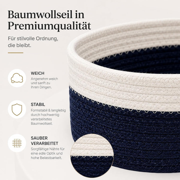Jiahuade 4er Set Aufbewahrungskorb Geflochten Baumwollseil | Körbchen Wickeltisch Organizer,Aufbewah