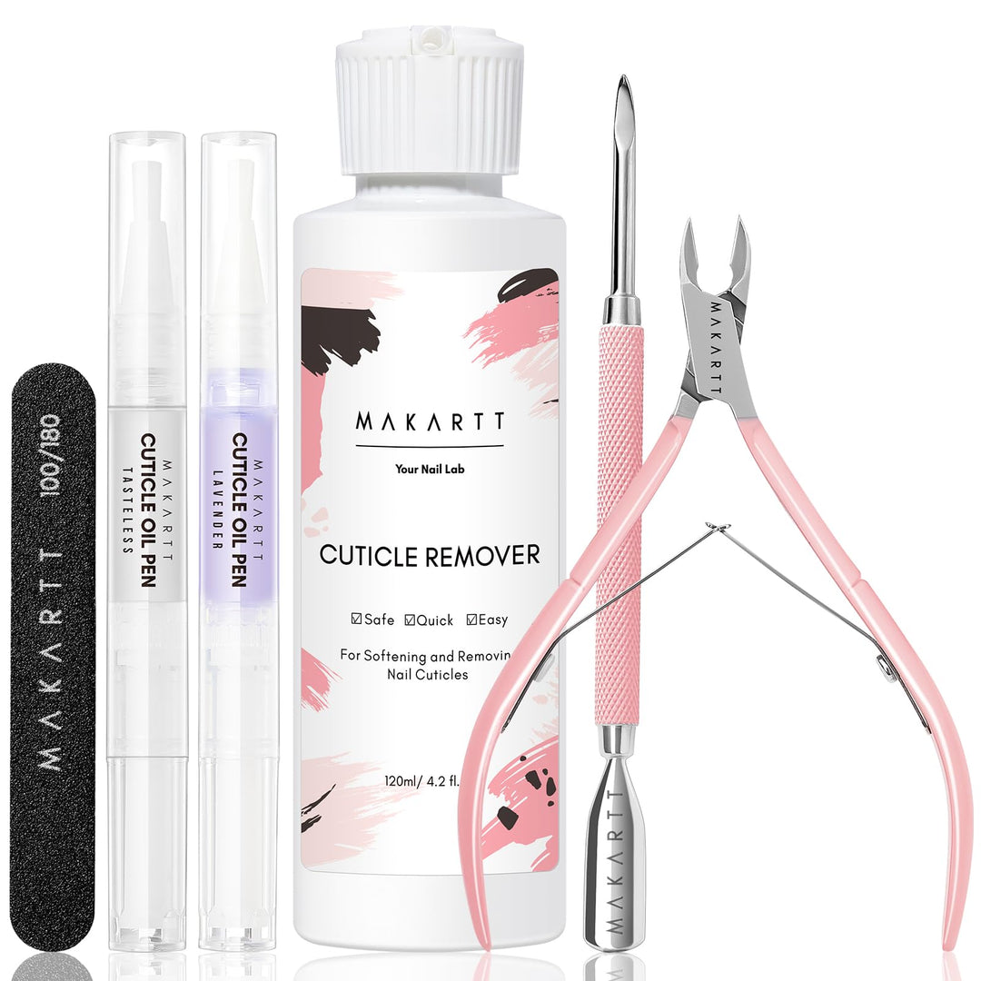 Makartt Nagelhautentferner Set, Cuticle Remover, Nagelfeilen Set, Nagelpflegeöl Set mit Nagelhauttri