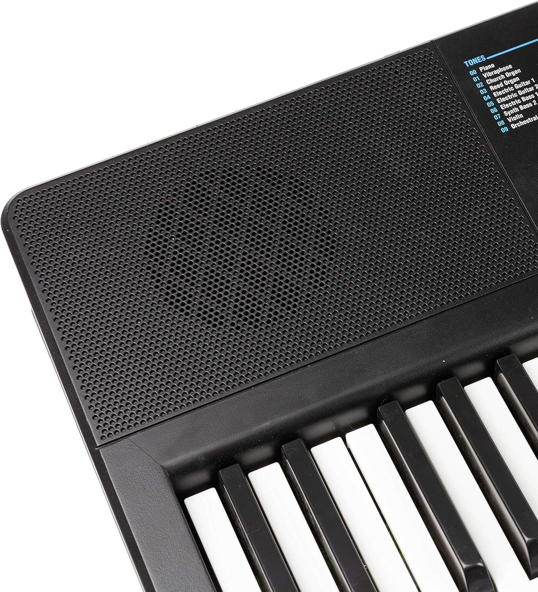RockJam Compact 61 Key Keyboard with Sheet Music Stand, Power Supply, Piano Note Stickers & Simply P