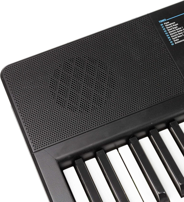 RockJam Compact 61 Key Keyboard with Sheet Music Stand, Power Supply, Piano Note Stickers & Simply P