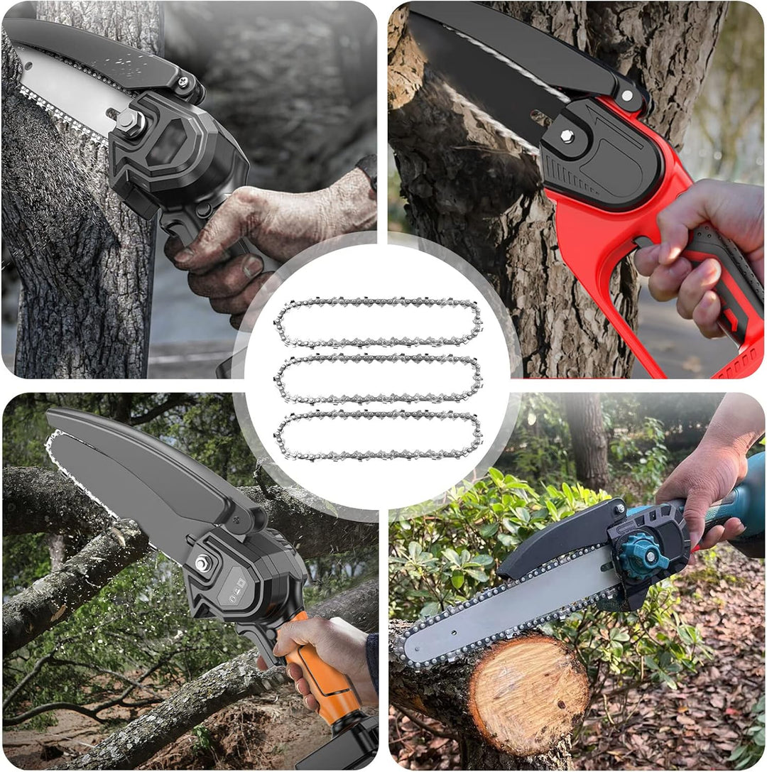 3er-Pack Sägeketten Kettensäge Kette, 25cm Sägeketten 3/8“LP 40 Antriebsglieder 1.1 mm rückschlagsar