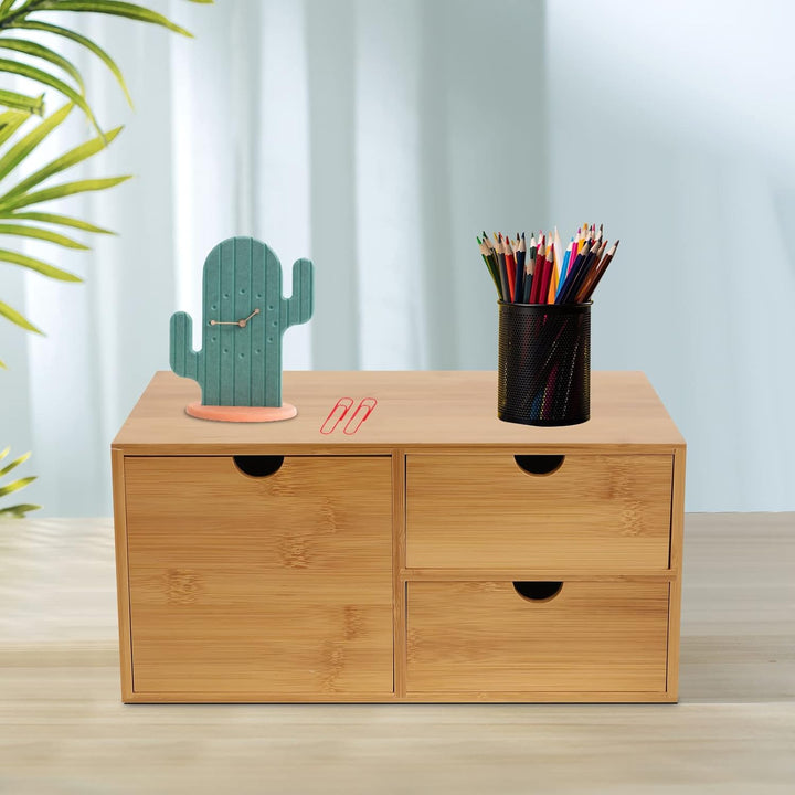 Bambus & MDF, Mini Kommode Schubladenbox Schreibtischorganizer, Schreibtisch Organizer, Bambus,Organ