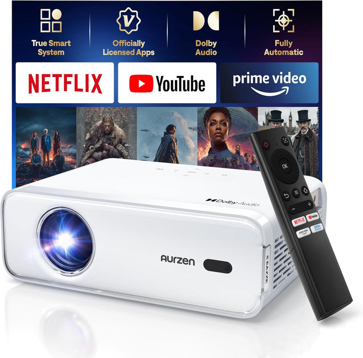Aurzen Eazze D1 Beamer 4K Heimkino Projektor: Smart Full HD 1080P Beamer mit NetfIix Officially & Do