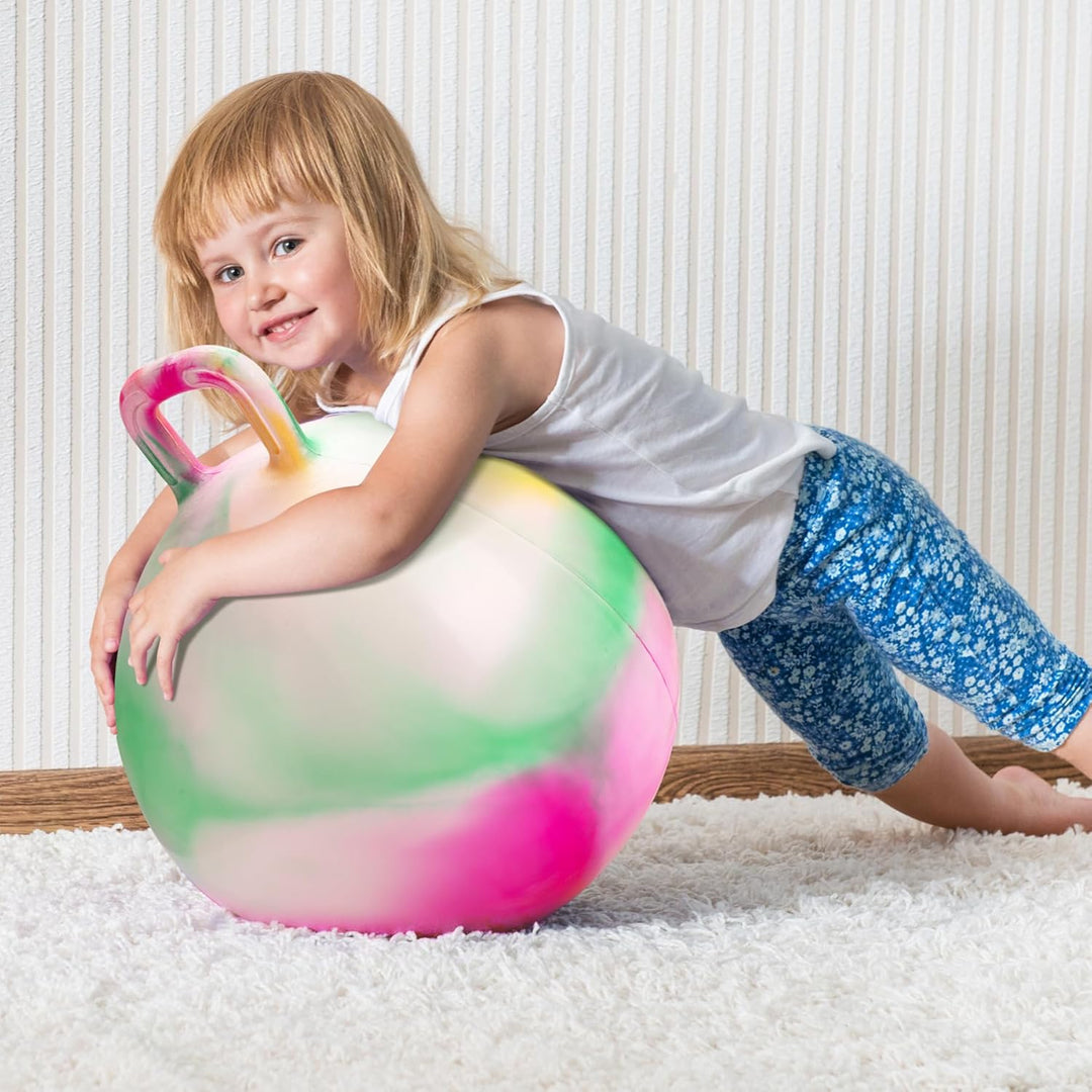U&C Planet 55cm Hüpfball Sprungball mit Griff, 100 KG belastbar Space Hopper mit Luftpumpe Spielzeug