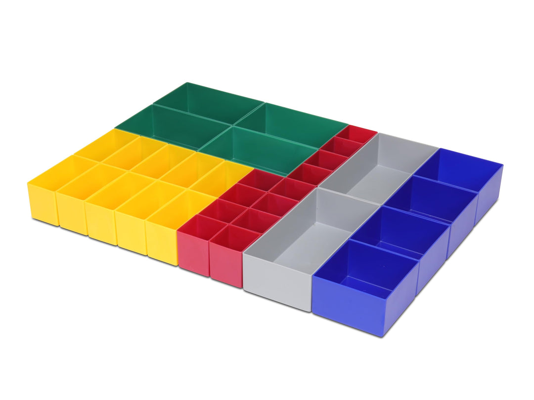 Schubladen Einsatzkasten Mix Set, verschiedene Grössen & Farben, Schubladeneinsätze, Kleinteilesorti