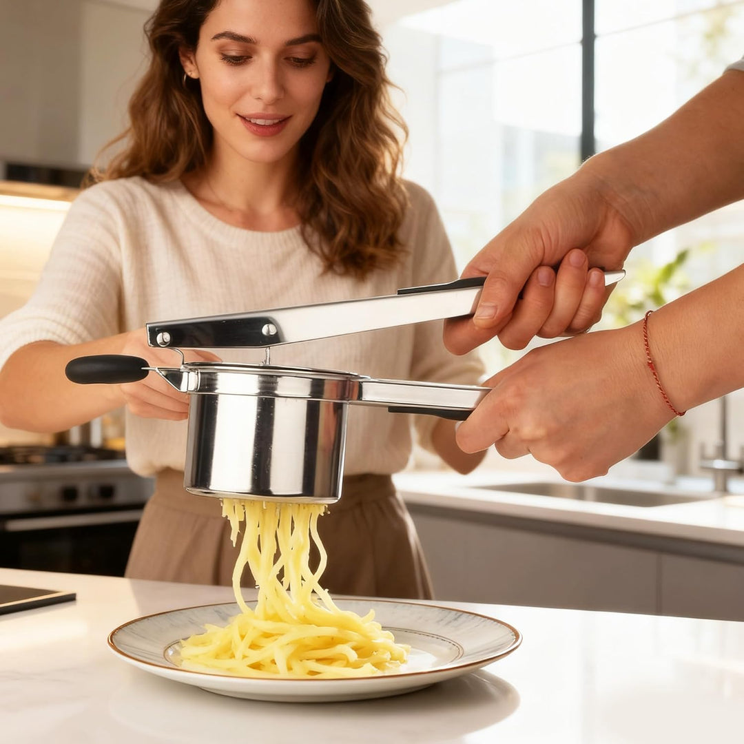 Kartoffelpresse mit 4 Austauschbare Sieb,Spätzlepresse,Edelstahl Kartoffelpresse,Kartoffelpresse für