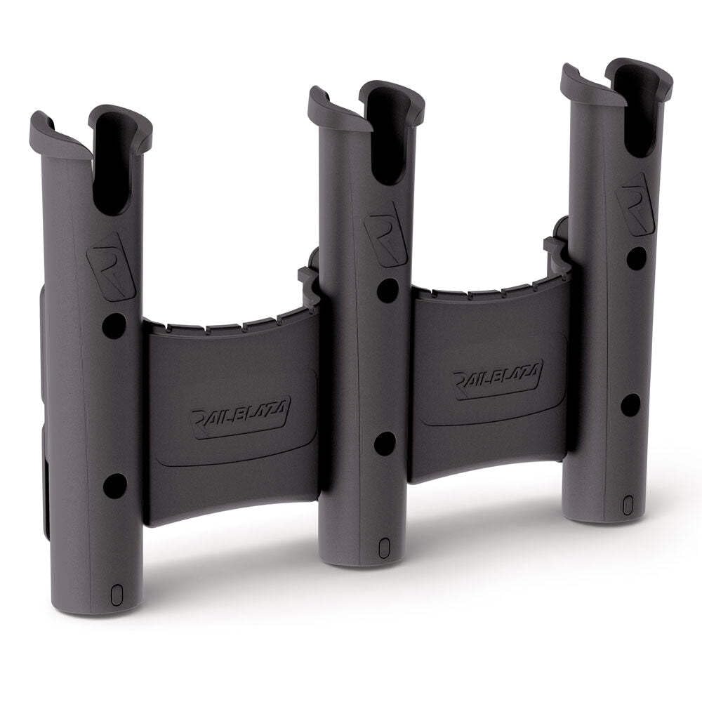 Railblaza RodStow Triple 3x Rutenhalter mit 2x Behälter für Boote Schwarz Einheitsgrösse, Schwarz Ei