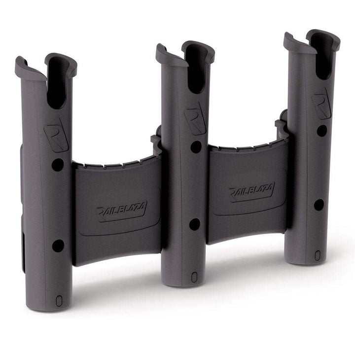 Railblaza RodStow Triple 3x Rutenhalter mit 2x Behälter für Boote Schwarz Einheitsgrösse, Schwarz Ei