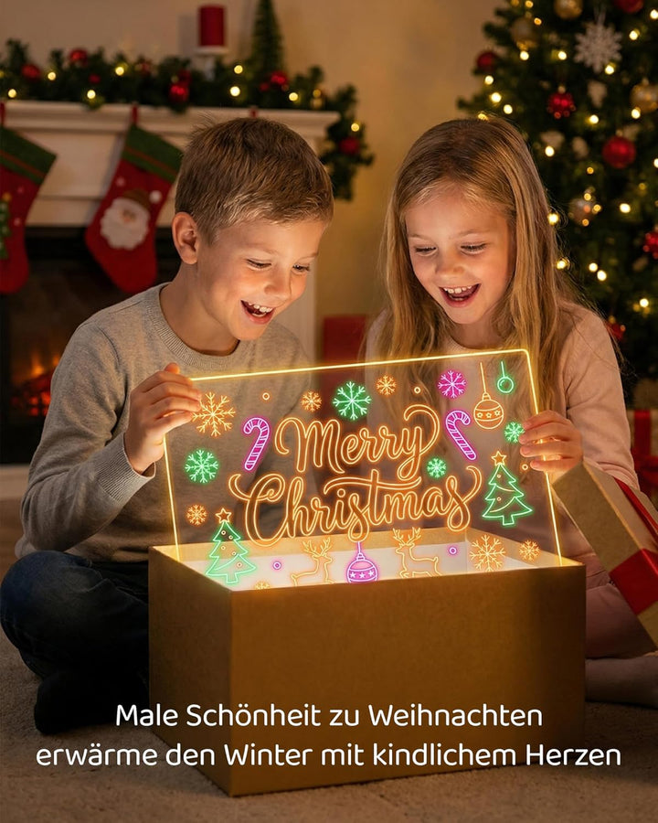 KOKODI LED Zeichentafel für Kinder, leuchtendes Malbrett 37x27 cm mit 7 Stiften, USB-C, kreatives Le