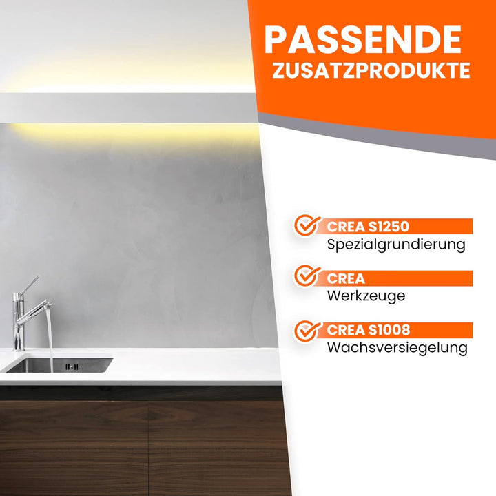 BEKATEQ Betonoptik in Betongrau 3kg, Stonewash Style Betonlook bis 7,5qm Betonspachtel inkl. Werkzeu