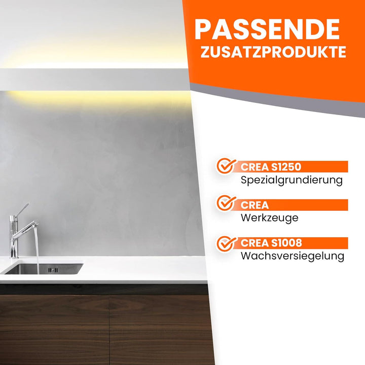 BEKATEQ Betonoptik in Betongrau 3kg, Urban Style Betonlook bis 7,5qm Betonspachtel inkl. Werkzeug, E