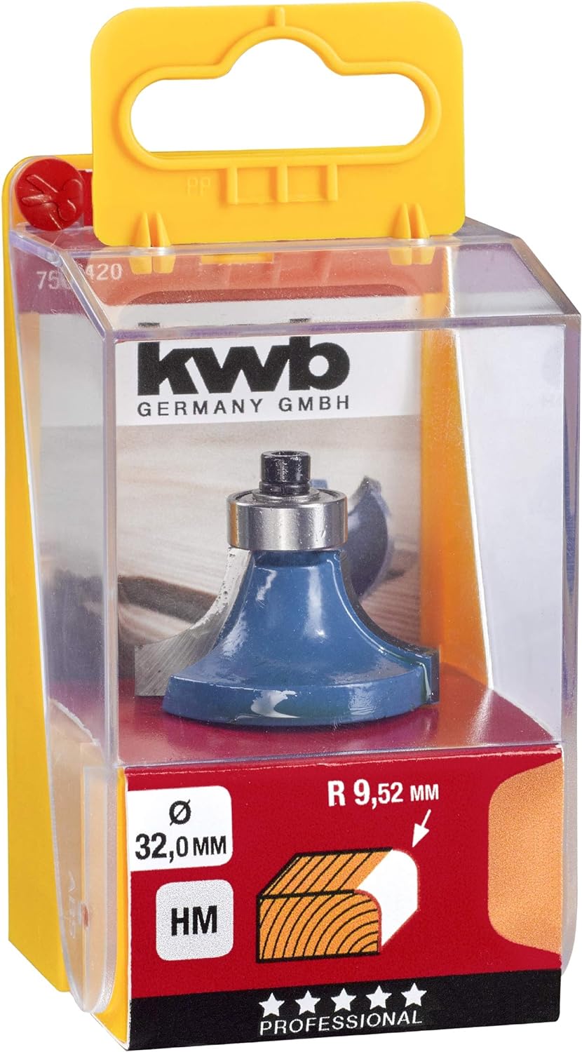 kwb Abrundfräser Ø 32 mm, hartmetallbestückt mit Anlaufkugellager, präzisem Spannschaft und optimier