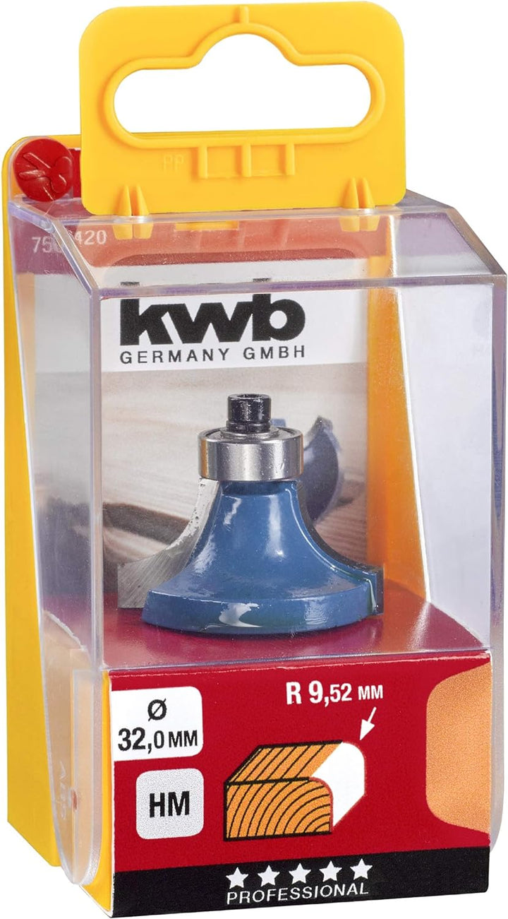 kwb Abrundfräser Ø 32 mm, hartmetallbestückt mit Anlaufkugellager, präzisem Spannschaft und optimier