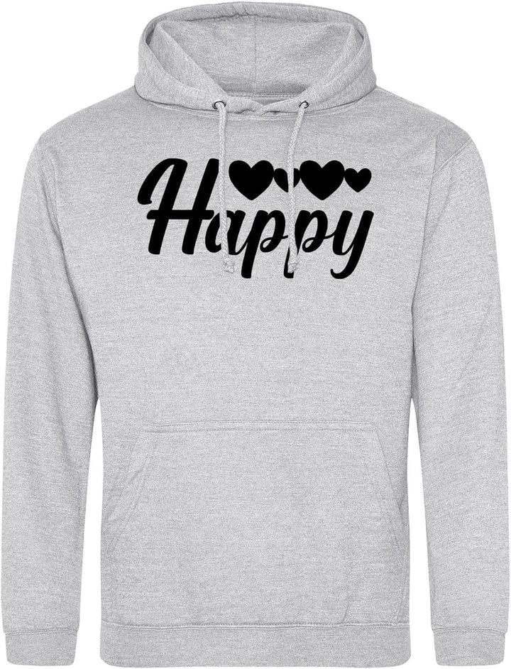 Huuraa Unisex Hoodie Happy Herzen Pullover Vegan Grösse S mit Motiv für alle fröhlichen Menschen Ges
