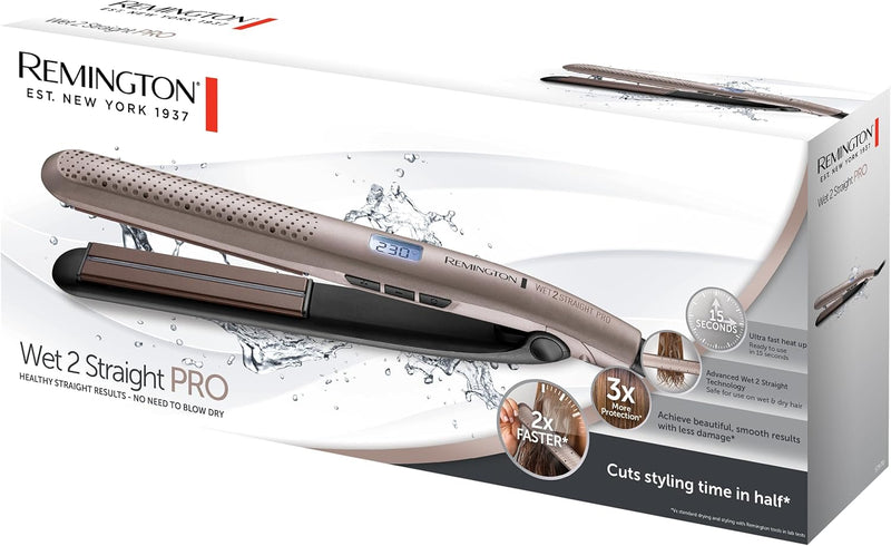 Remington Glätteisen Wet2Straight Pro (für Nass- & Trockenanwendung -zum Trocknen und Glätten der Ha