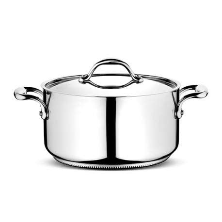 Lagostina – Accademia – Fondueschale mit 2 Griffen mit Deckel, 16 cm, 1,5 l, geeignet für Induktions