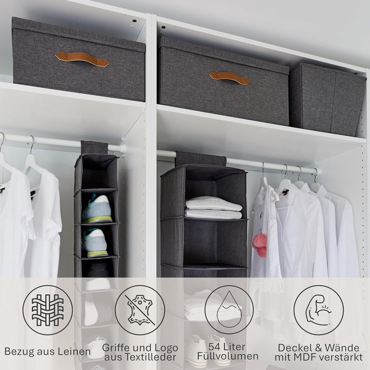 LOVE IT STORE IT Premium Aufbewahrungsbox mit Deckel - Aus hochwertigem Leinen Stoff - Verstärkt mit