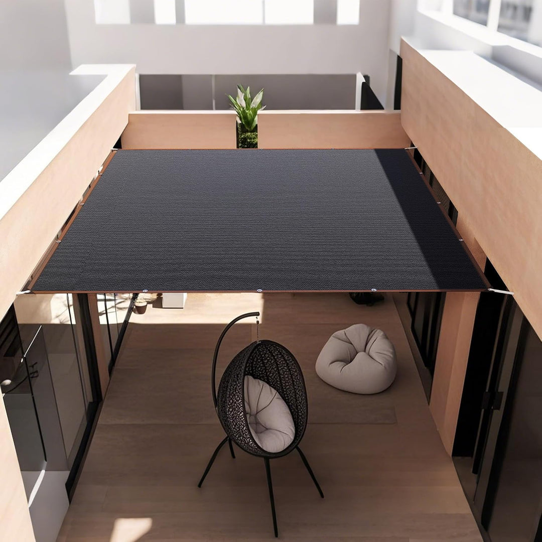 Garten Sonnensegel 4x4m Quadrat Segeltuch mit Ösen &amp; 12m Befestigungsseile Windabweisend Schattierne