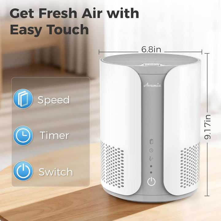 Avamia Luftreiniger mit H13 HEPA-Filter Aromatherapie-Diffusor, 3 Geschwindigkeitsstufen, Leise 22dB