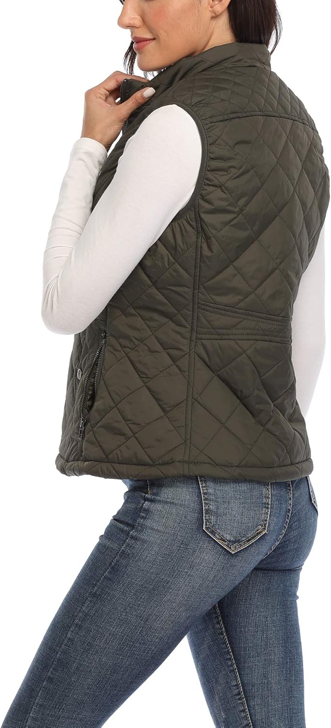 MISS MOLY Damen Weste mit Stehkragen Weste Jacke Winter Warm Ultraleicht Armeegrün 34, Armeegrün 34