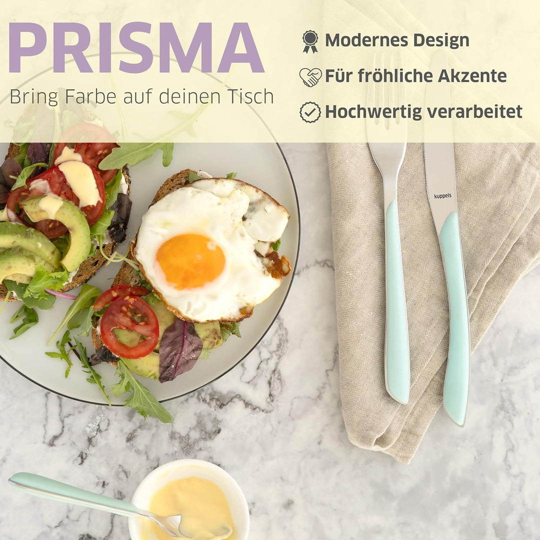 Kuppels Prisma Besteck Set für 6 Personen aus Edelstahl poliert | Besteckset 24-teilig | Hochwertige