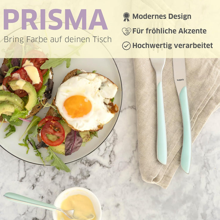 Kuppels Prisma Besteck Set für 6 Personen aus Edelstahl poliert | Besteckset 24-teilig | Hochwertige