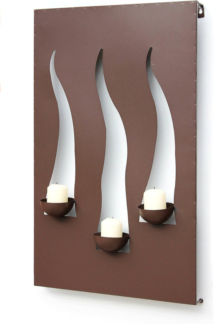 Kerzenhalter Windlicht Flamme 65x40x10cm 3-flammig Kerzenleuchter Metall Braun Metalldekoration z.h.