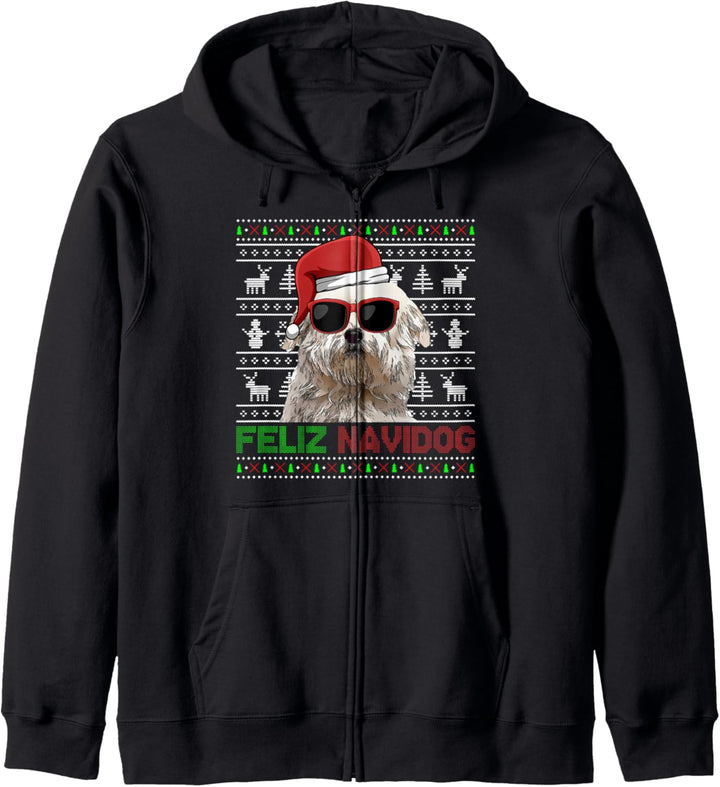 Coton de Tulear Hundespielzeug Feliz Navidog Kapuzenjacke