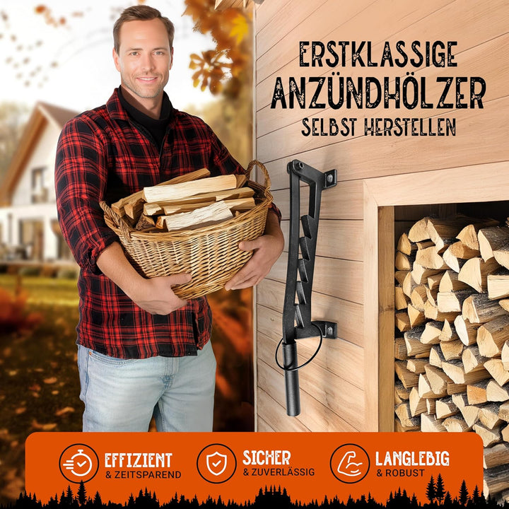 BearClaw NEU Holzspalter manuell - Anzündholz Spalter zur Wandmontage - Handholzspalter, Spanmesser,