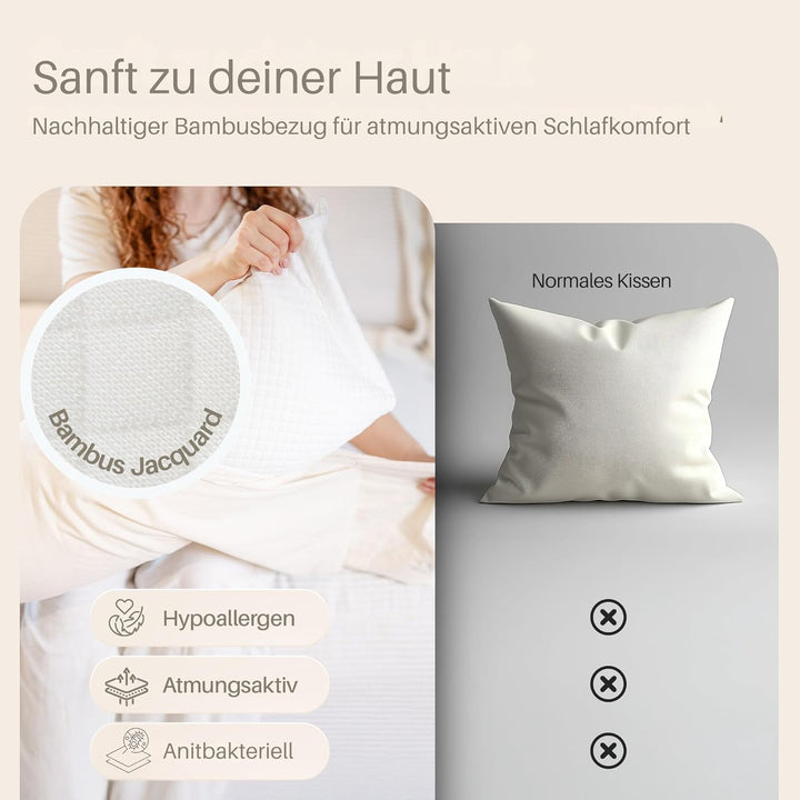 Seitenschläferkissen XL, Schwangerschaftskissen, Stillkissen, Memory Foam Füllung, Kissenbezug 100%