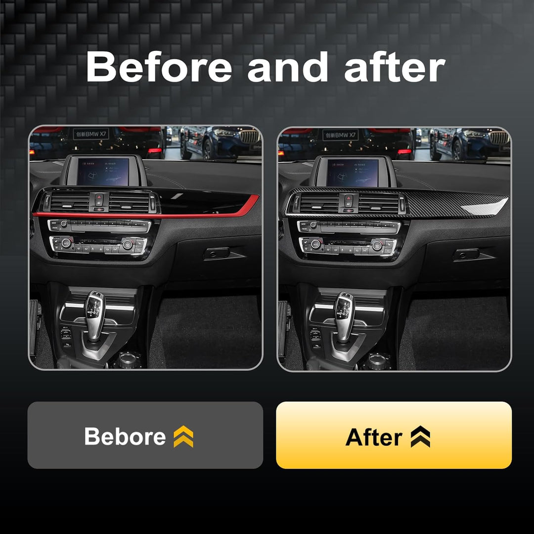 KUNGKIC Hartkohlefaser für BMW Auto Mittelkonsole Co-Pilotin Armaturenbrett Trimmen Abdeckung Aufkle