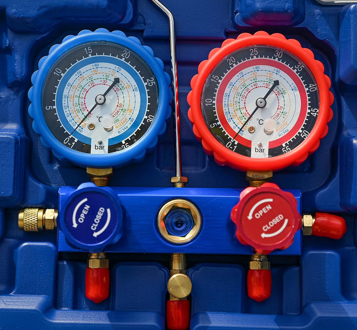 Freon-Diagnoseverteiler-Set, passend für R134A, R410a, R32, R1234yf mit Kupplungen, für die Wartung