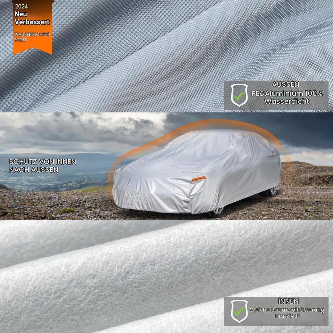 Kayme 6 Schichten Coupé Autoabdeckung Wasserdicht Atmungsaktiv, Vollgarage Autoplane für Sonne Staub