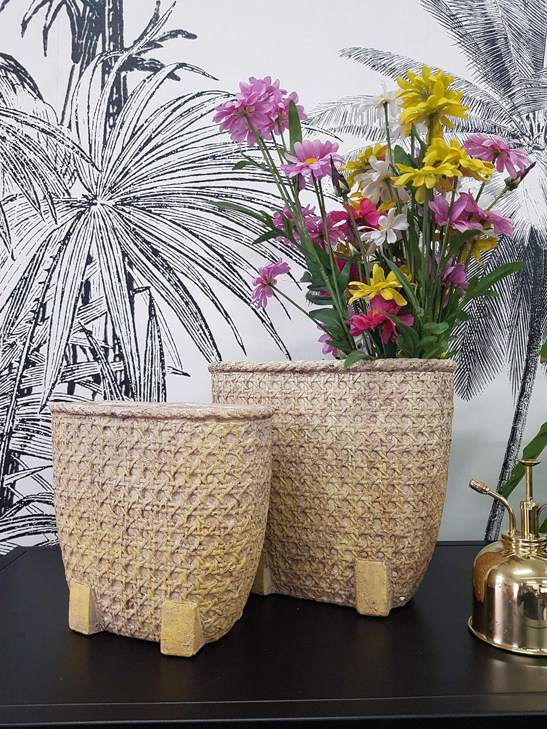 Blumentopf mit Wiener Geflecht Optik Vintage in Zwei Grössen (Gross), L
