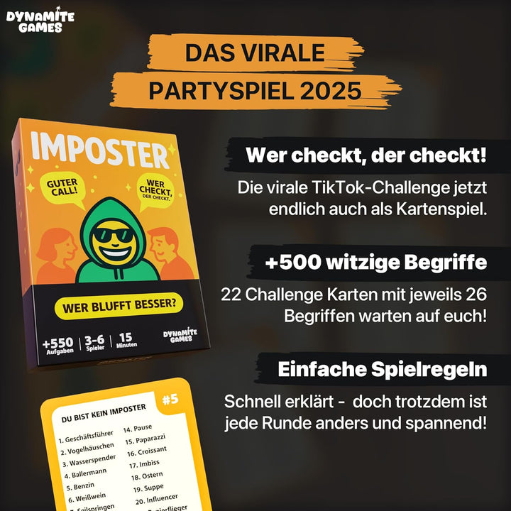 Imposter – Wer ist der Hochstapler? | +550 Aufgaben | das virale Partyspiel | Bluffen, Raten & Lache