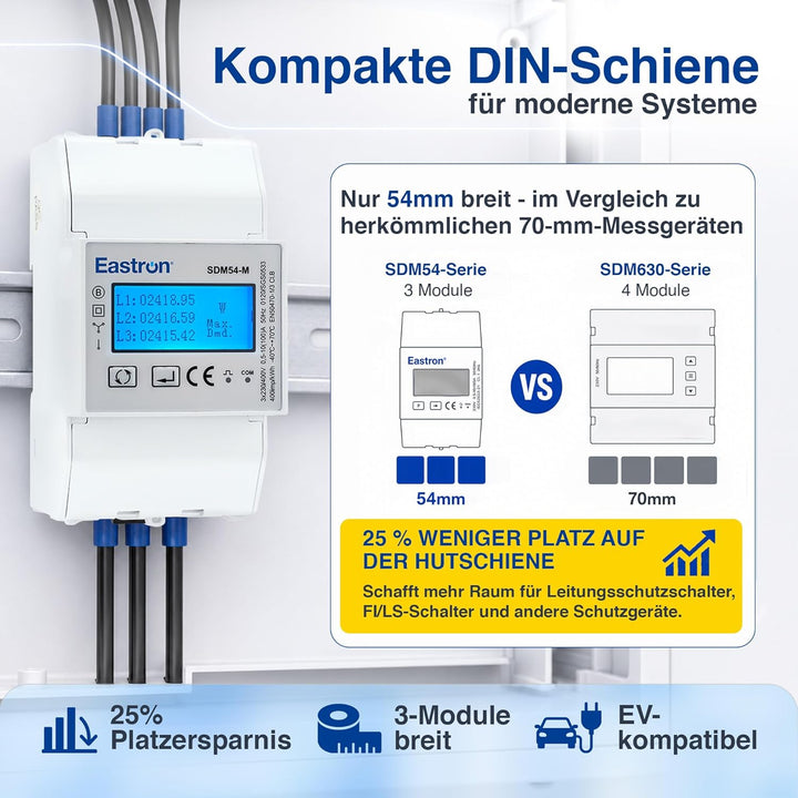 Eastron SDM54-M MID-zertifiziertes dreiphasiges 100-A-Direktanschluss-DIN-Schienen-RS485-Modbus-MID-