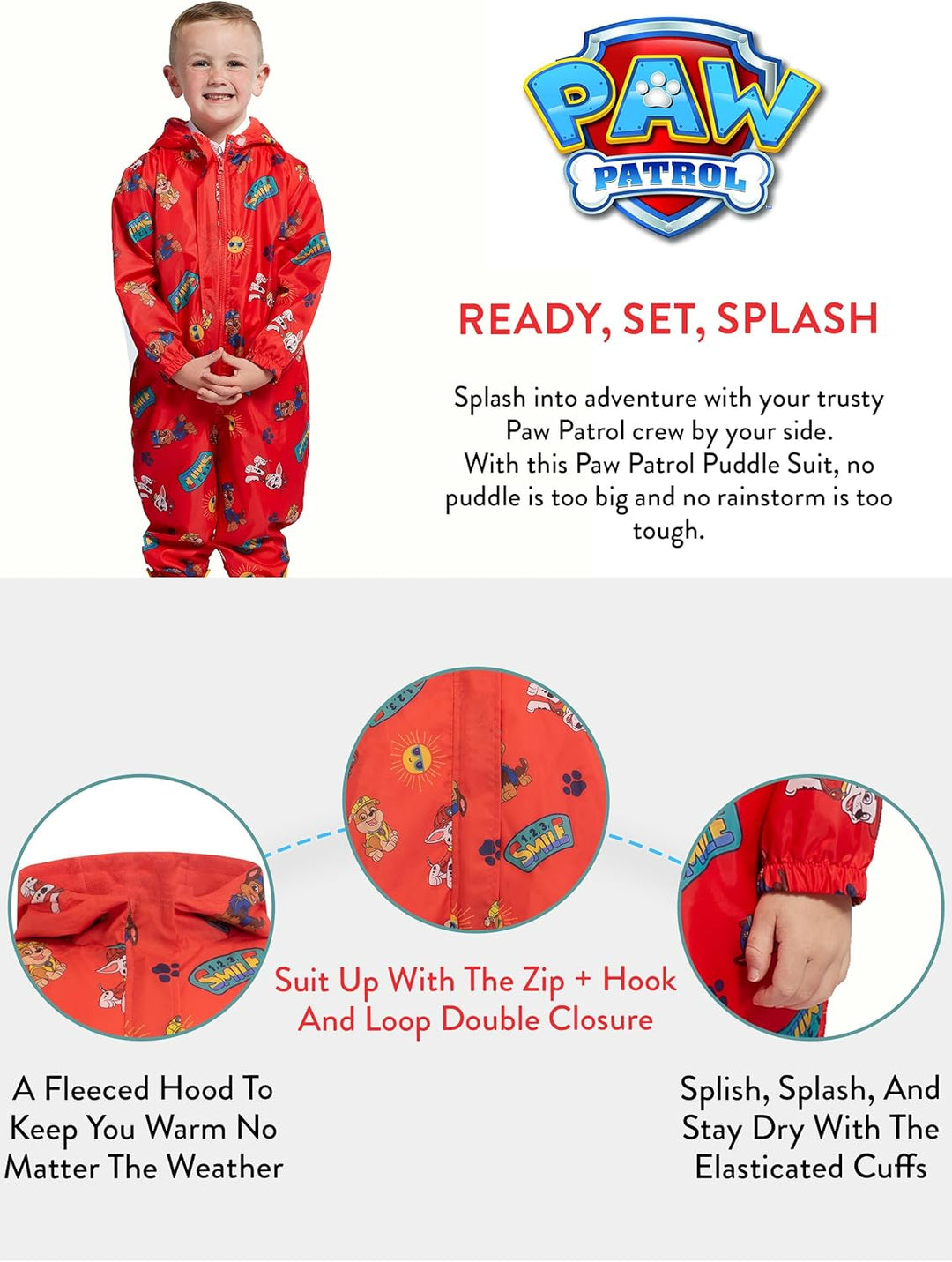 PAW PATROL Regenanzug | Matschanzug Jungen | Regenkleidung Kinder | Regenoverall für Jungs 5-6 Jahre