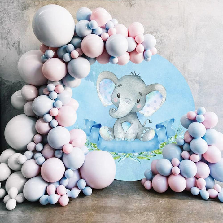 Renaiss 2.3m Elefant Thema Runde Kulisse Baby Dusche Kreis Bogen Hintergrund für Jungen Kinder Gebur