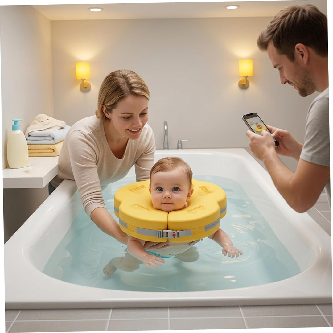 Baby-Halsschwimmer für 0–6 Monate – Verstellbarer und sicherer Schwimmschwimmer mit weichem Kragende