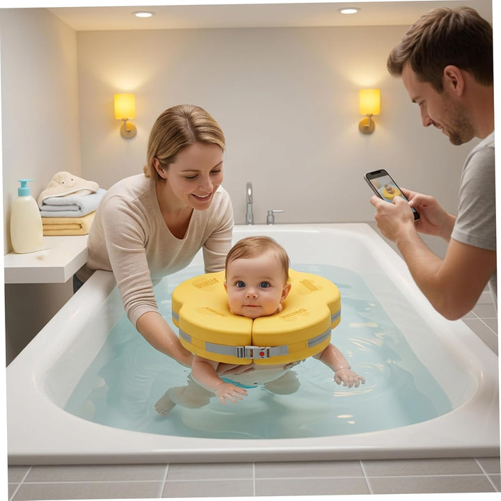 Baby-Halsschwimmer für 0–6 Monate – Verstellbarer und sicherer Schwimmschwimmer mit weichem Kragende