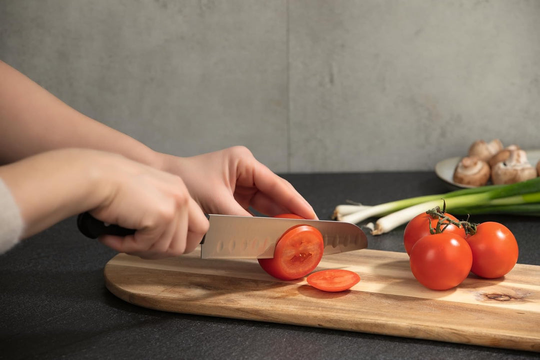 GOURMETmaxx Messerblock 6-tlg. | Edelstahl-Küchenmesser inkl. Koch-, Brot-, Santoku-, Tranchier- & S