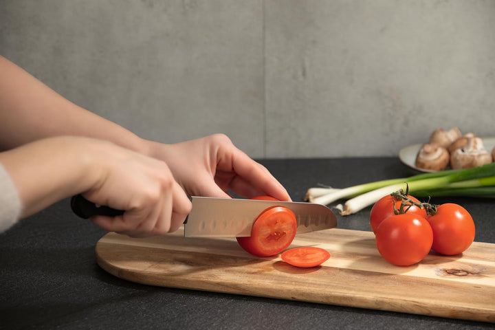 GOURMETmaxx Messerblock 6-tlg. | Edelstahl-Küchenmesser inkl. Koch-, Brot-, Santoku-, Tranchier- & S