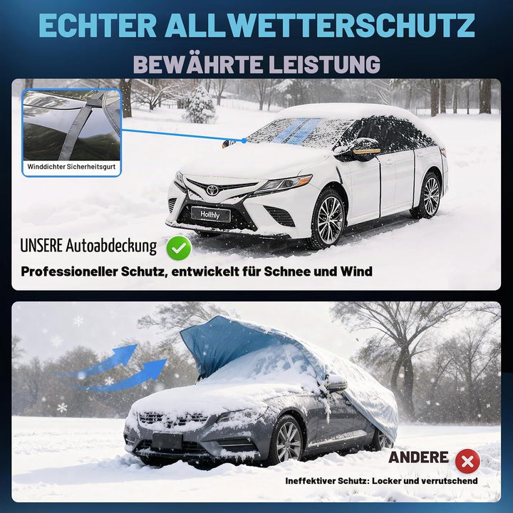 Halbgarage für Auto Winter,PKW Halbgarage Oben Wasserdicht Atmungsaktiv Autoabdeckung,Abdeckplane Ha