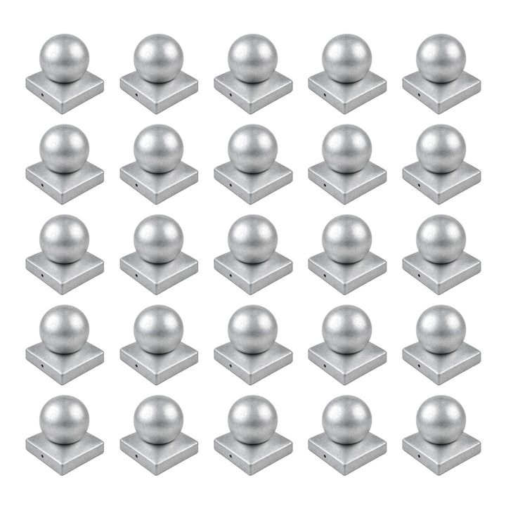 25x Pfostenkappe verzinkt Pyramide/Kugel (91 x 91 mm Kugel), 91 x 91 mm Kugel