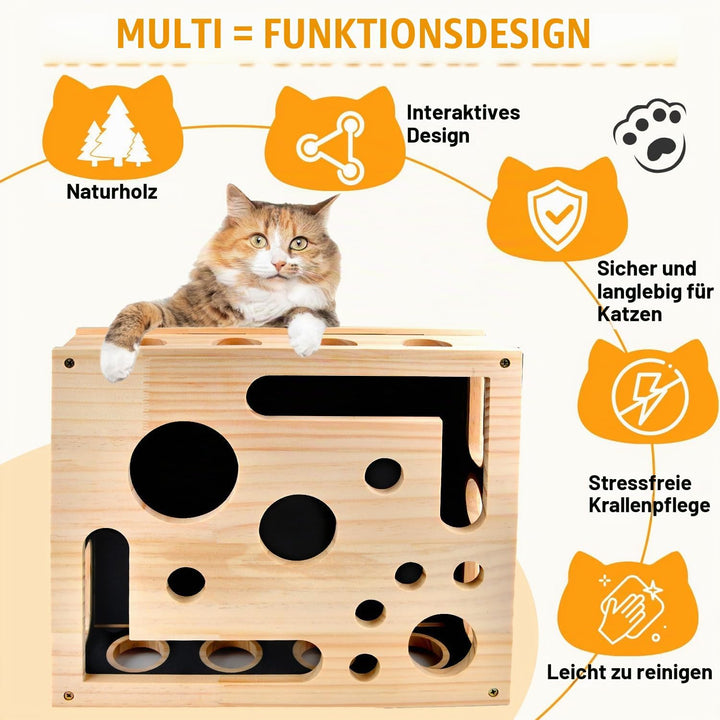 Katzenkratzpuzzle Anreicherungsbox, Katzen Kratzbrett, AnreicherungsBox Katzen Nagelfeilen Holz mit