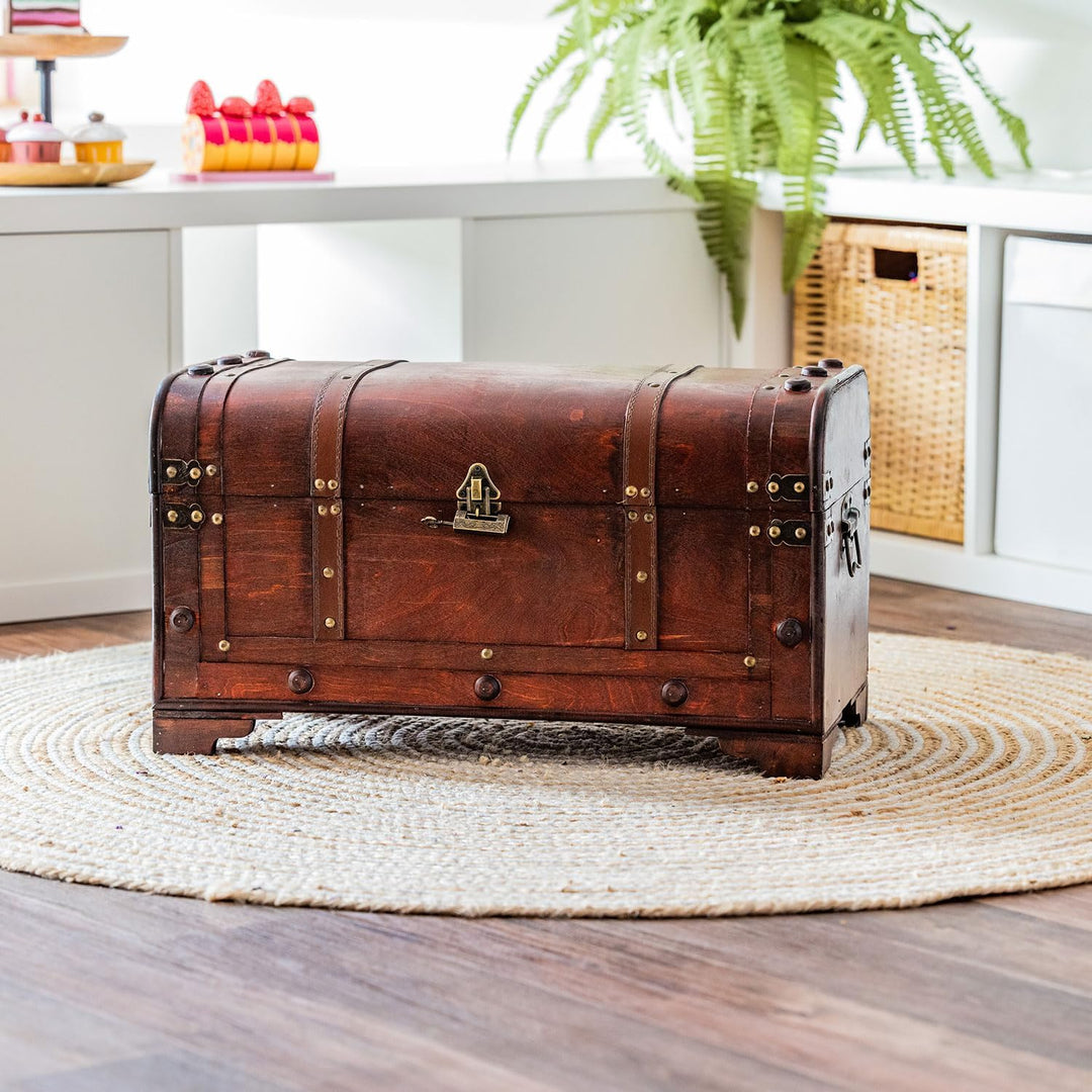 HMF 6402-154 Vintage Holztruhe mit Schloss | 54 x 28 x 30 cm | Gross | Mexiko 54 cm, Mexiko, 54 cm,