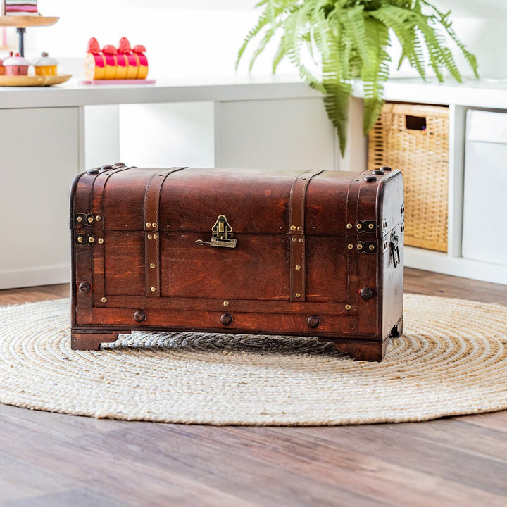 HMF 6402-154 Vintage Holztruhe mit Schloss | 54 x 28 x 30 cm | Gross | Mexiko 54 cm, Mexiko, 54 cm,
