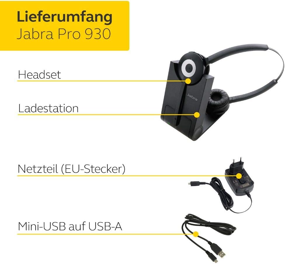 Jabra Pro 930 DUO UC DECT Kabelloses On-Ear Stereo Headset - Unified Communications zertifiziert - m