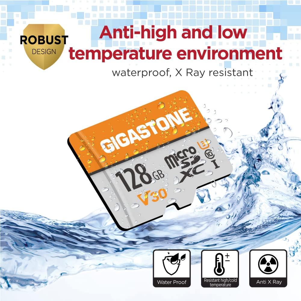 Gigastone 128GB MicroSDXC Speicherkarte 5er-Pack + SD Adapter, für Gopro, Action-Kamera, Drohne, DJI